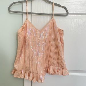 Anthropologie Pink Sequin Tank Top | Size 4